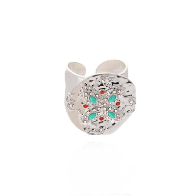 Bague ajustable avec cabochon central et perles GARCIA HIPANEMA