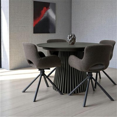 Table ronde en chêne noir avec piètement baguette ø140 cm AMSTERDAM PIER IMPORT