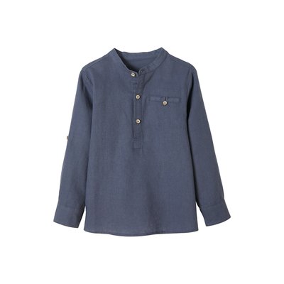 Chemise col Mao en coton/lin manches longues VERTBAUDET