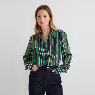 Chemise manches longues imprimée en soie MONOPRIX