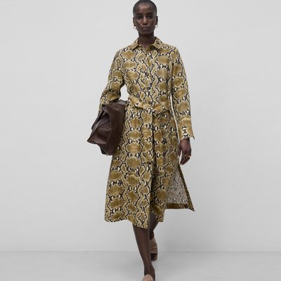 Robe chemisier à imprimé serpent en lin ADOLFO DOMINGUEZ