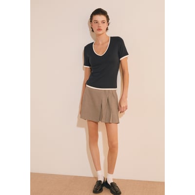 T-shirt à manches courtes col V en coton ADULA ETAM