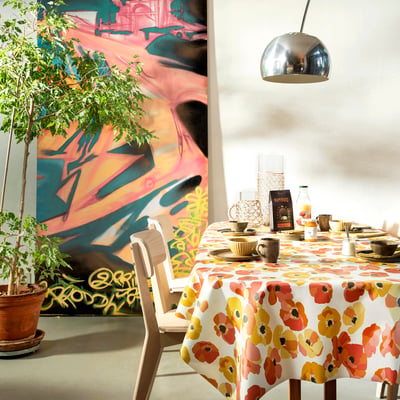 Nappe de table rectangulaire extra longue Fleurs de coquelicots ART FOR THE HOME