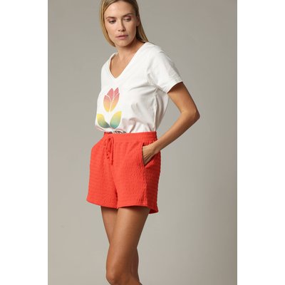 Short court en tissu gaufré avec taille élastiquée et cordon KAISSY DEELUXE