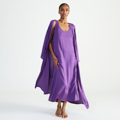 Chemise de nuit longue col rond en satin SILLAGE LAURENCE TAVERNIER