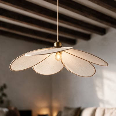 Suspension pétale en tissu et métal 75 cm - FLORA MAISON PAVANE