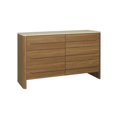 Commode décor bois et effet travertin 6 tiroirs  ARETHA SWEEEK