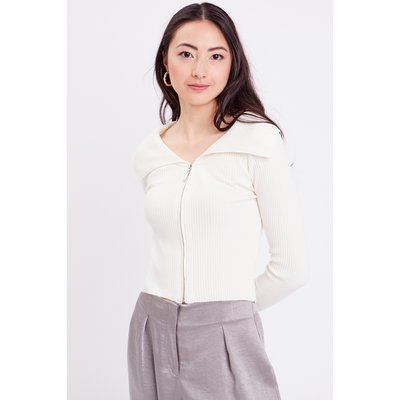 Gilet cropped zippé col bardot CACHE CACHE