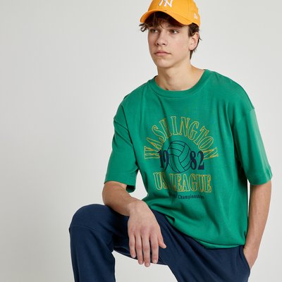 T-shirt col rond oversize, imprimé esprit campus LA REDOUTE COLLECTIONS