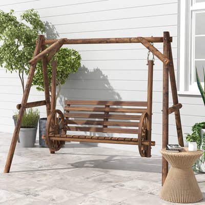 Balancelle de jardin 2 places style western bois sapin OUTSUNNY