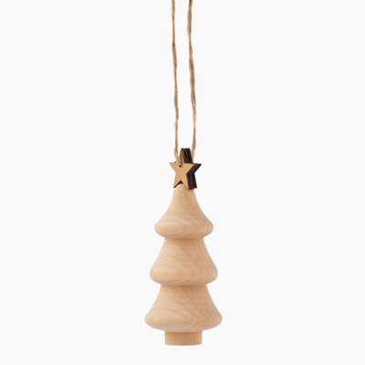 Ornement sapin en bois avec une étoile MONOPRIX