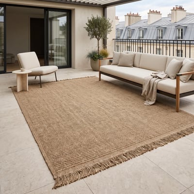 Tapis aspect jute motif rayures  JUTA TRAITS - style bohème THE DECO FACTORY