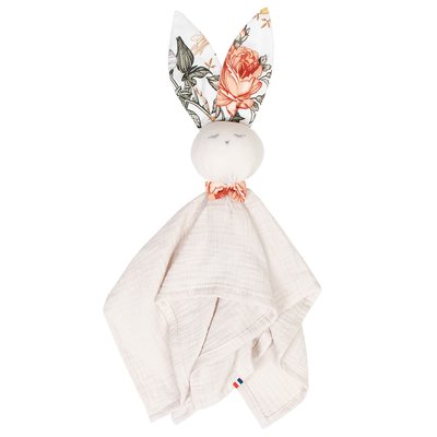 Doudou plat Lapin personnalisable en gaze de coton NÉO VINTAGE SEVIRA KIDS