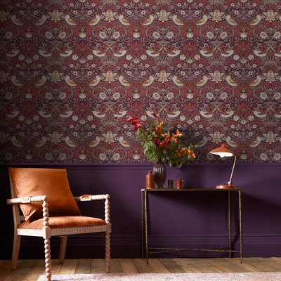 Papier peint Fleurs de fraisier et oiseaux au soleil couchant WILLIAM MORRIS AT HOME