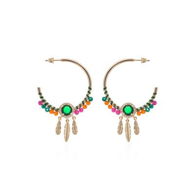 Boucles d'oreilles créoles avec pampilles LIDIANE HIPANEMA