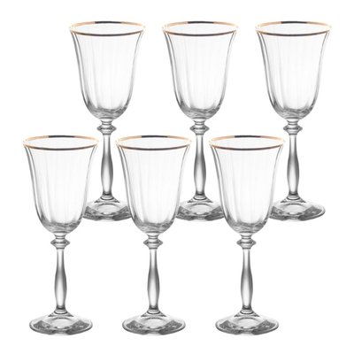 Boîte de 6 verres à pied   filet or 35 cl-ANGELA TABLE PASSION