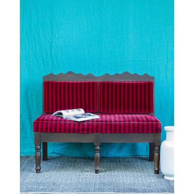 Banquette deux places en velours vintage Clara N°153 - Bon état DEBONGOUT