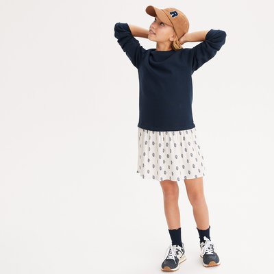 Abito maniche lunghe bi-materiale, felpa e sargia LA REDOUTE COLLECTIONS