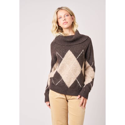 Pull femme jacquard losanges col roulé MARILOU DEELUXE