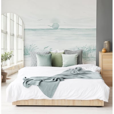 Papier peint panoramique Coucher de soleil, Vert 150 x 250cm ACTE DECO