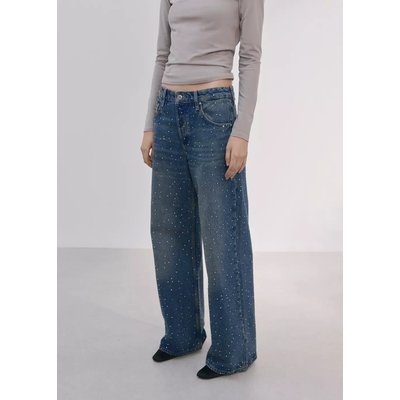 Jean large à strass MANGO
