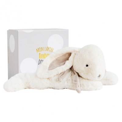 Grande peluche Lapin Bonbon 75 cm taupe DOUDOU ET COMPAGNIE