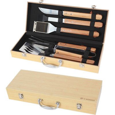 Ustensile barbecue MALETTE 6 USTENSILES BAMBOU LE MARQUIER