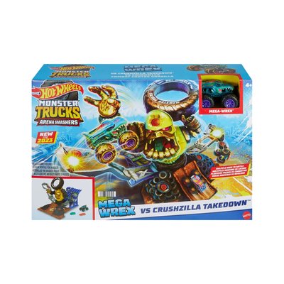 Hot Wheels Set de jeu Monster Trucks Arena Smashers Mega-Wrex Vs. Crushzilla Takedown MATTEL