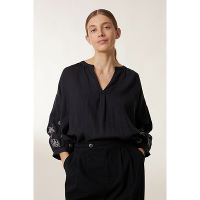 Club Wool Blouse with Long Embroidered Sleeves LEON & HARPER