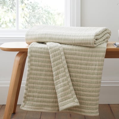 Cotton Muslin Stripe Blanket Throw BIANCA FINE LINENS