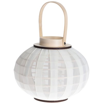 Lanterne en bois et gaze blanc 25x25x21cm WADIGA