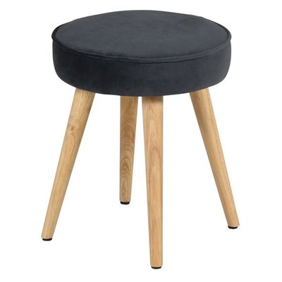 Tabouret en velours moutarde pieds bois naturel Popy ZAGO