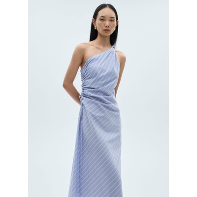 Robe asymétrique drapée rayures MANGO