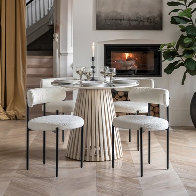 Aveley Boucle Upholstered Retro Dining Chairs (Set of 2) SO'HOME