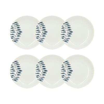 Lot de 6 assiettes creuses en porcelaine 20cm, PESCARE NOVASTYL