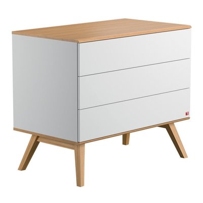 Commode 3 Tiroirs avec Piétement en Chêne L100 cm - Nature CALICOSY