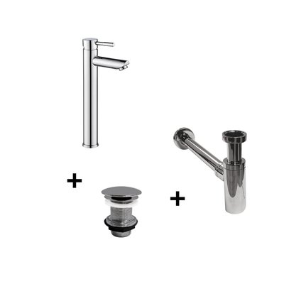 Robinet bec haut TAP + bonde LIV + siphon SIMON MOB IN