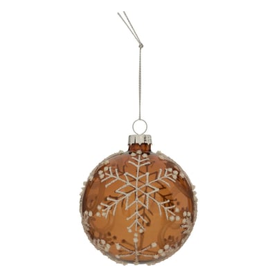 Boule de Noël en verre flocon marron D. 80 mm FEERIC LIGHTS & CHRISTMAS