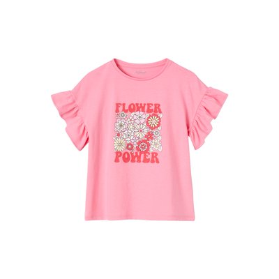 Tee-shirt "Flower Power" manches à volants VERTBAUDET