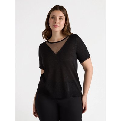 T-shirt avec col en V et insert transparent sur le décolleté FIORELLA RUBINO