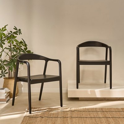 Lot de 2 chaises en teck massif noire  AMBRE BERAH GETAH