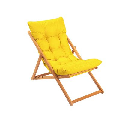 Salon jardin détente 2 places jaune - bois et toile SORA PIER IMPORT
