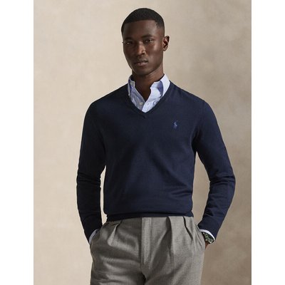 Maglione Uomo Maniche Lunghe In Puro Cotone, Scollo A V, Vestibilità Classica