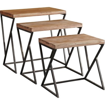 Table dappoint design acacia et métal style industriel naturel RECOLLECTION