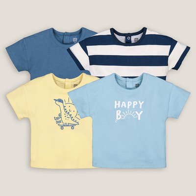 Pack of 4 T-Shirts in Cotton with Crew Neck LA REDOUTE COLLECTIONS
