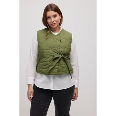 Gilet matelassé, col en V, cordon, coton bio ULLA POPKEN