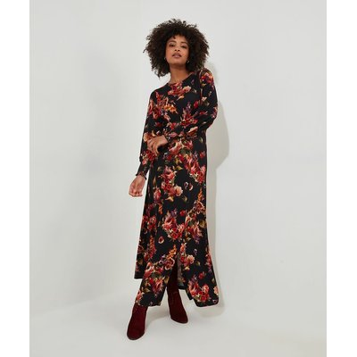 Vestido comprido às flores, com racha JOE BROWNS