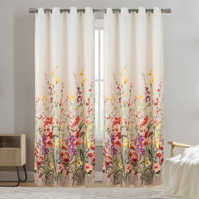 Paire de Rideaux à oeillets occultants avec motif floral HOME MAISON
