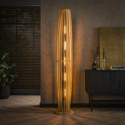 Lampadaire XL en bois de manguier ajouré 5 lampes LUCKNOW PIER IMPORT