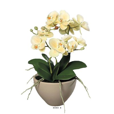 Fausse orchidée en pot céramique H 35 cm ARTIFICIELLES